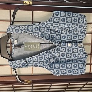 Jean Vest with Flowers